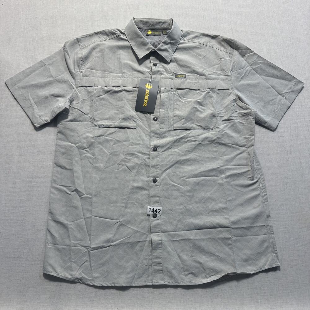 Solstice Travel Short Sleeve Shirt Men Sz L Gray Brand New‎